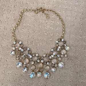 J. Crew Icy Crystal Drop Gold Tone Statement Necklace - Never used/ no tags